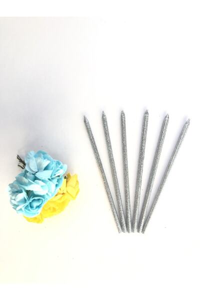 Huzur Party Store Gümüş Renkli 14 Cm Simli Göz Alıcı Gri Ince Işıl Işıl Silve...