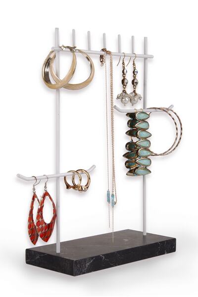 Aleda Premium Black and White Comprehensive Jewelry Stand