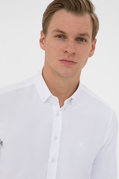 Pierre Cardin Λευκό Slim Fit πουκάμισο Oxford