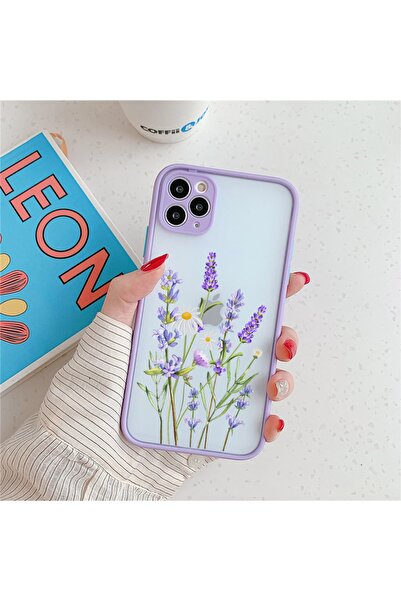 mooodcase Iphone 11 Pro Max Lila Kamera Lens Korumalı Lavander Desenli Lüx Telefon Kılıfı