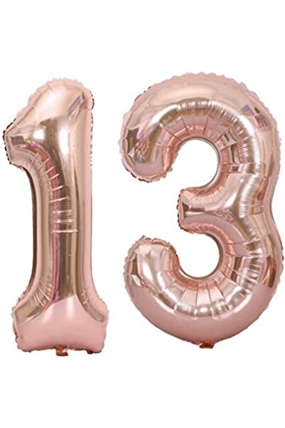 DMS DEKOR بالون رقم 13 سنة من الفويل باللون الذهبي الوردي 100 سم