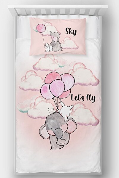 Homamia Pink Balloon Elephant Single Decorative Bedspread