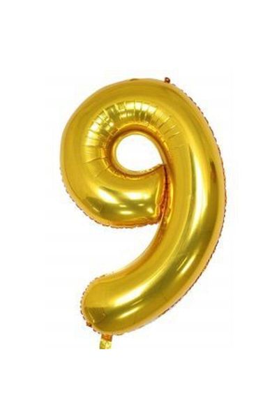 parti sürprizi Foil Balloon 9 Number Gold Color 100 Cm