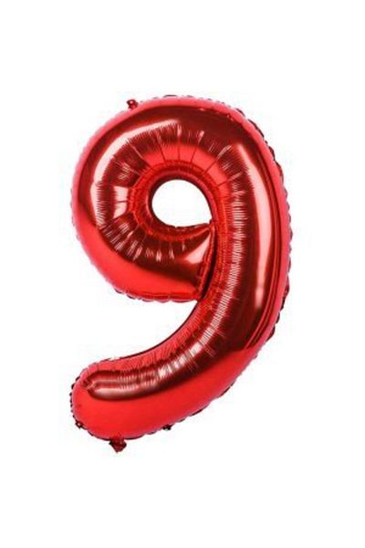 parti sürprizi Red 9 Number Foil Balloon 100 Cm