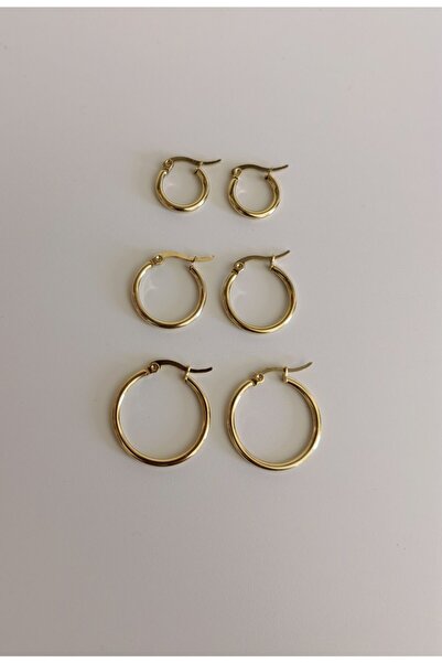 Bylin Takı مجموعة أقراط دائرية من الفولاذ الجراحي - 3 أزواج