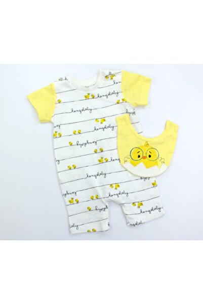 Tongs Baby Chick Patterned Smocked Summer Baby Girl Short Jumpsuit