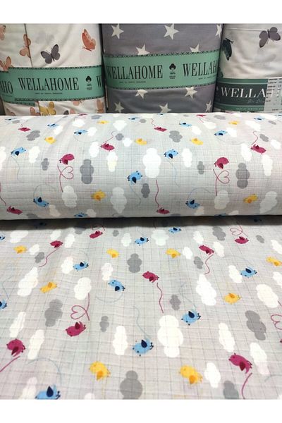 Wella Home Colorful Birds Muslin Fabric 160 Cm Width
