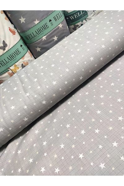 Wella Home Gray Stars Muslin Fabric 180 Cm Top Organic Cotton