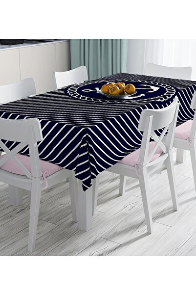 Realhomes مفرش طاولة مطبوع رقمي بنمط مرساة على أرضية ملونة