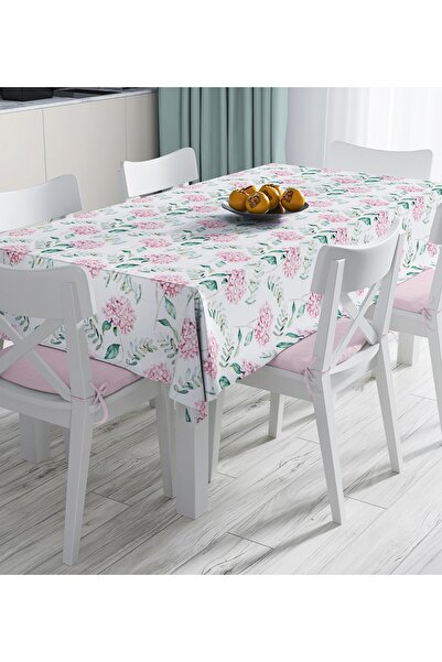 Realhomes مفرش طاولة مطبوع رقميًا على شكل زهرة الكوبية باللون الأخضر مع خلفية بيضاء