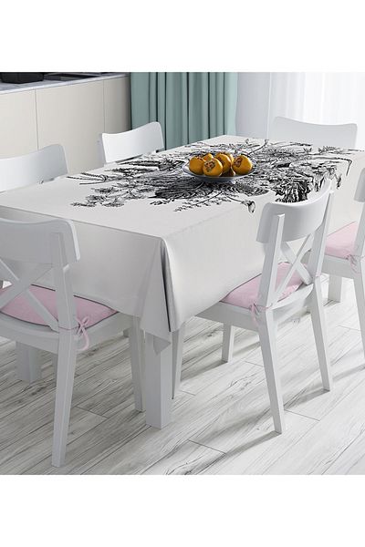 Realhomes Față de masă imprimată digital cu model de flori pe podea pastel