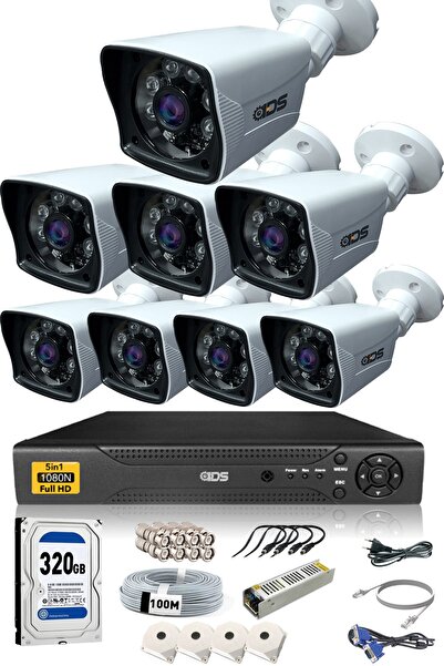 IDS 8 Kameralı 5mp Lensli 1080p Fullhd Kamera Seti - Gece Görüşlü - Su Geçirmez - Cepten Izle