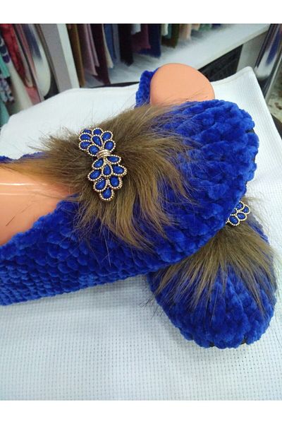 Kevser nur tuhafiye Botine de damă bleumarin tricotate manual