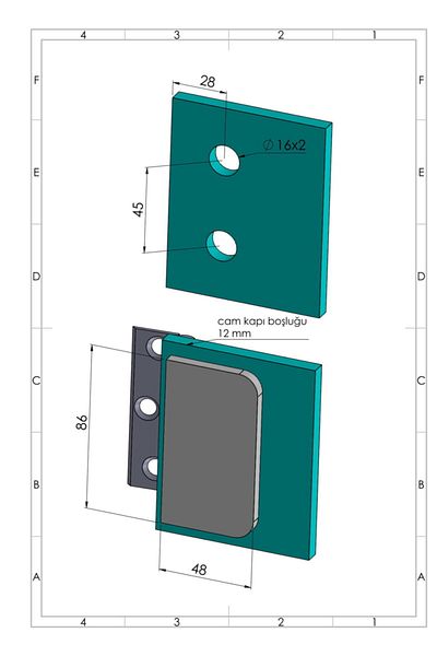 KAHE Glass Door Hinge - Springless Hinge from Wall to Glass C614 Matte Anodized