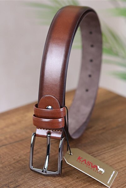 KASVA DERİ حزام صناعي سادة مقاس 3.5 سم