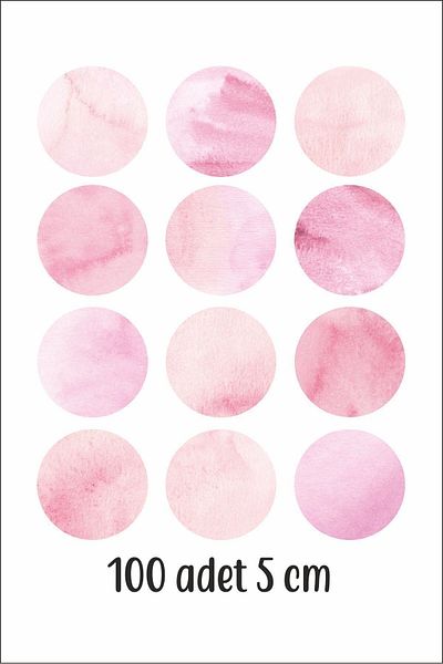 ENGINPRINT 5 Cm Pink Watercolor Polka Dot Kids Room Wall Sticker Set