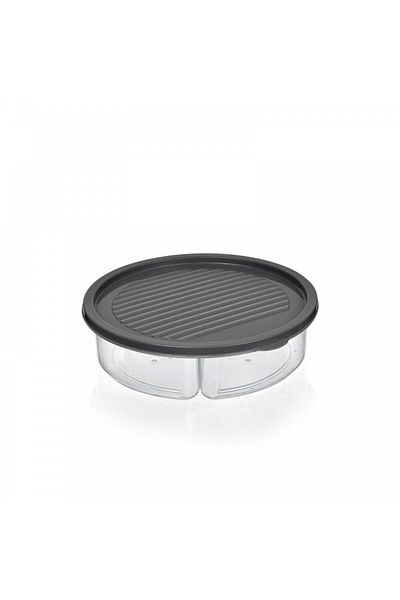 Bager Smart 3 Compartment Round Storage Container Breakfast - Snack Bowl 1200 ml -Bpa Free /Gray