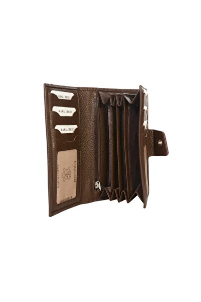 Karalı Deri Hakiki Deri Kadın Cüzdanı Bc476 Kahve