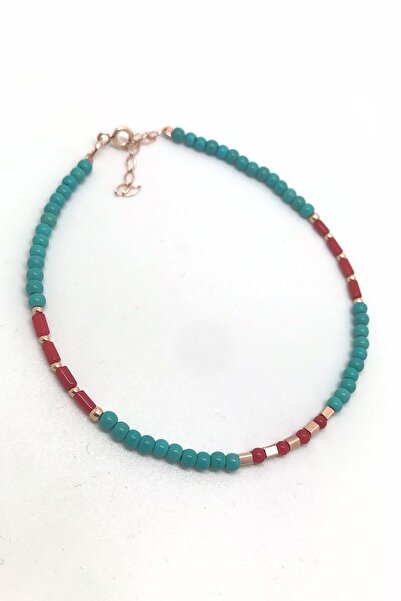 Erer Gümüş Gümüş Toplu Firuze Ve Mercan Taşlı Halhalgl98e55