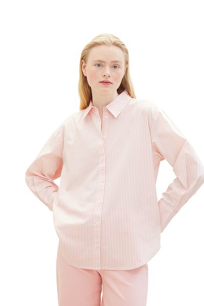 Tom Tailor Denim Rosa-weiß gestreiftes Hemd für Erwachsene