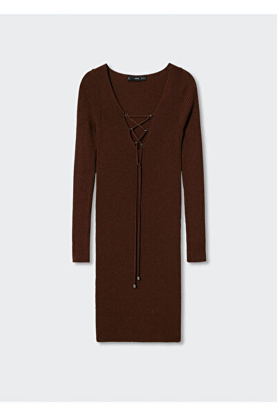 MANGO Woman Kahverengi Kadın Elbise  37064395