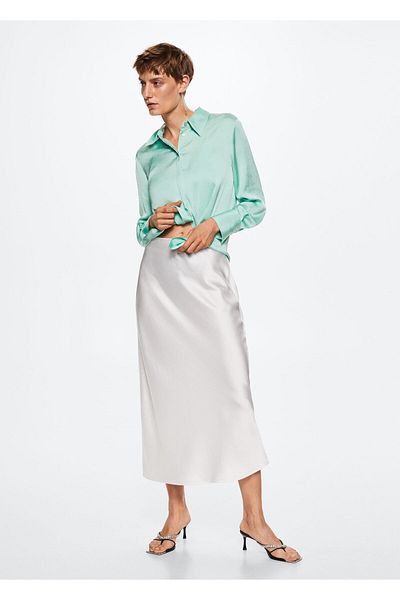 MANGO Woman Cămașă de damă verde pastel37054031