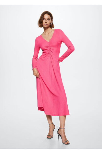 MANGO Woman Fuşya Kadın Elbise  37044066