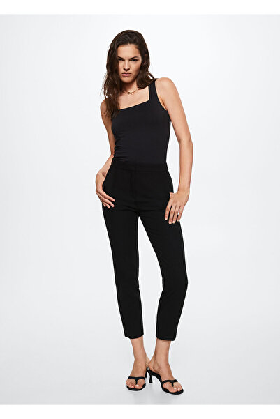 MANGO Woman Μαύρο Γυναικείο Παντελόνι 37074057