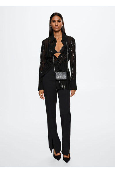 MANGO Woman Siyah Kadın Gömlek  37069067