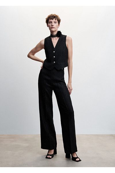 MANGO Woman Black Women's Trousers 37049104