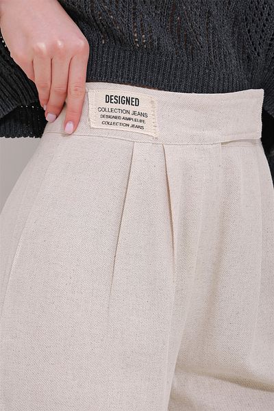 Trend Alaçatı Stili Dámské světle béžové kalhoty Palazzo Crested na suchý zip ALC-X11505