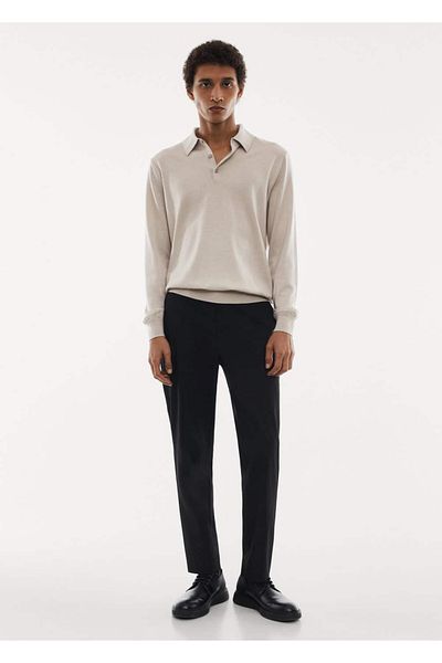MANGO Man Polo aus 100 % Merinowolle mit langen Ärmeln