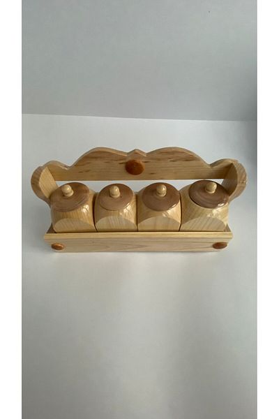 Çilek Wooden Handmade 4-Piece Spice Rack