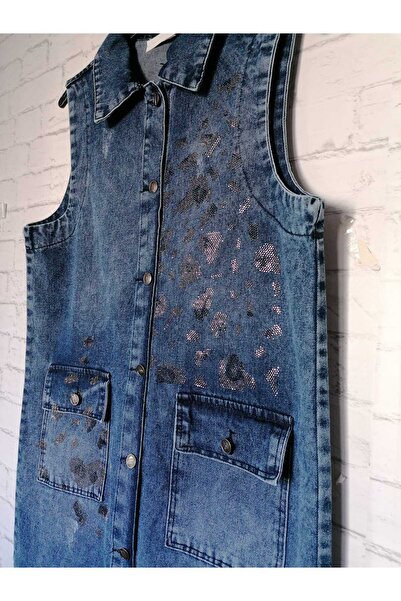 anne moda ankara All Cotton, Large size, long JEANS vest