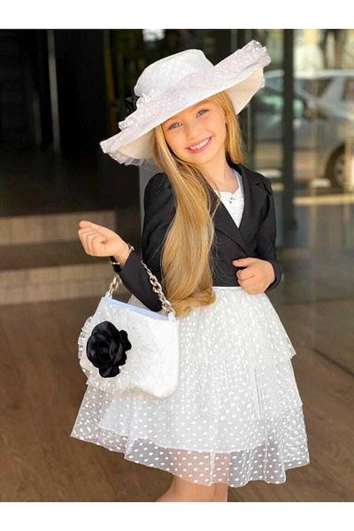 Ribbon kids Girl's Dress Tulle Dress Jacket Bag Hat
