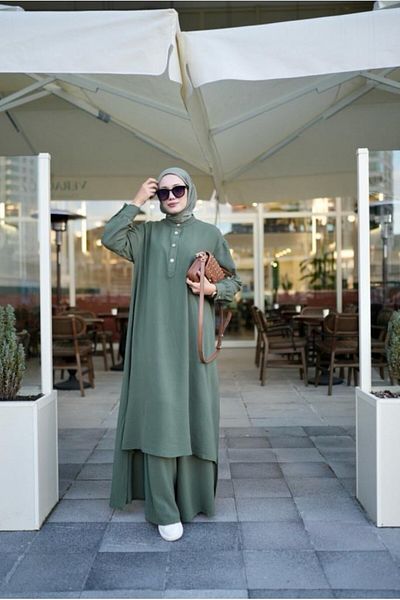 NS Moda Hijab Saye Set Khaki Model-509