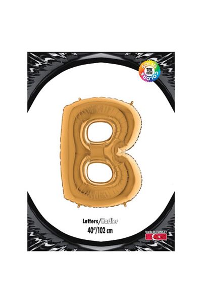 Kikajoy 102 cm Wide Letter B Foil Gold Balloon