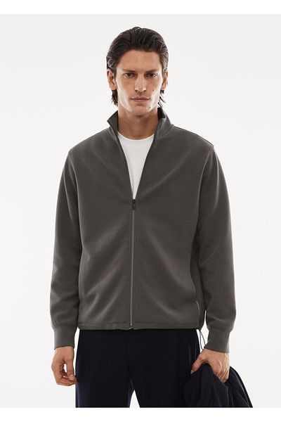 MANGO Man Breathable Zippered Sweatshirt
