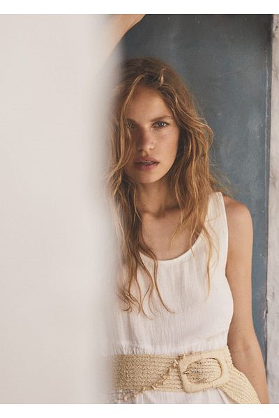 MANGO Woman Ψάθινη ζώνη με αγκράφα