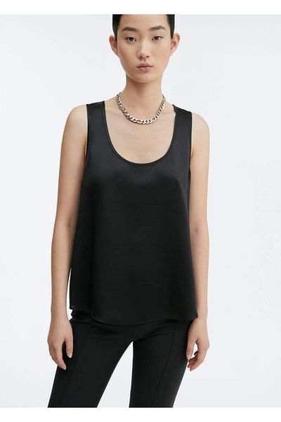 MANGO Woman Wide Strap Silk Blouse