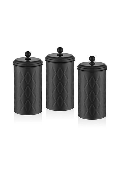 The Mia Prism Tea Sugar Coffee Jar Black 1.20 Lt