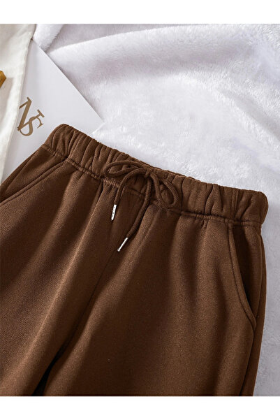 Revasser Унисекс дамски/мъжки едноцветни спортни панталони от пенирана материя, еластични, за крачоли