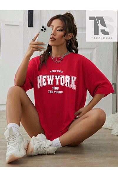 Tarzsokak Letter Graphic Off-Shoulder Oversize T-Shirt