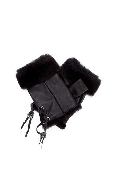 Tamer Tanca Women's Lamb Fur Brown Gloves GLOVES
