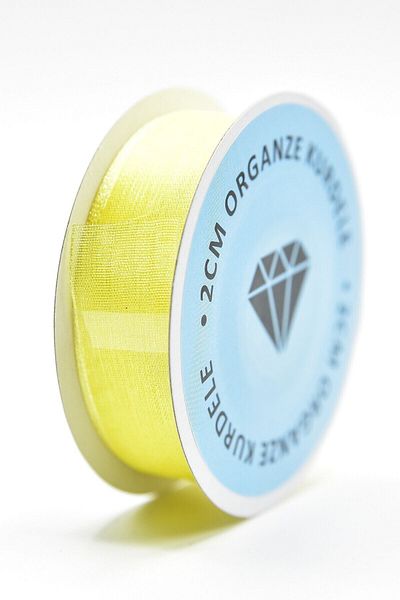 Aker Hediyelik Κίτρινη κορδέλα Organza (2cm-20m) - Προσαρμοσμένες Κορδέλες