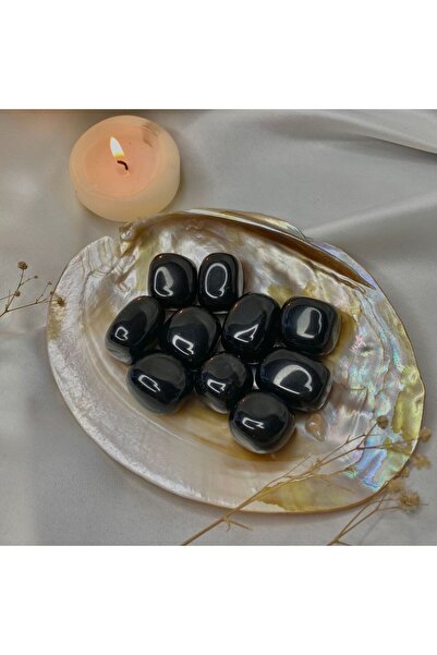 Elifsu Jewelry Siyah Oniks Sağlık Taşı Tamburlanmış Doğal Taş