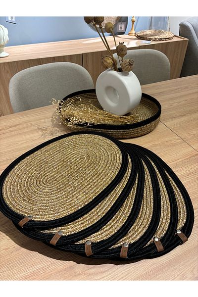 MaVaux Set farfurie ovale din iută și vase de pâine Wicker Blaundus