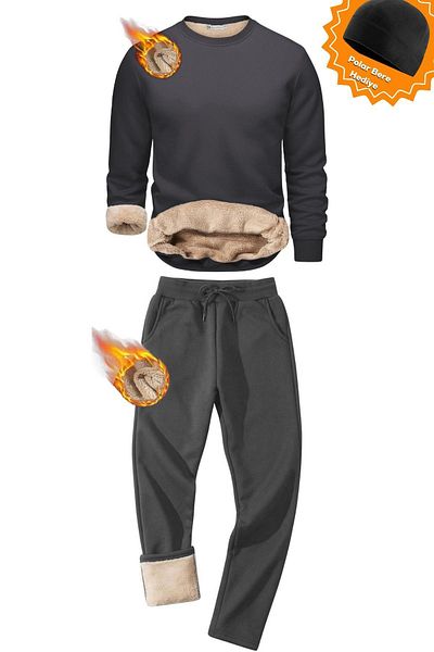 GHASSY CO. Σετ ανδρικής φόρμας Ultra Thermal Sherpa Lined Crew Neck με κανονικό πόδι