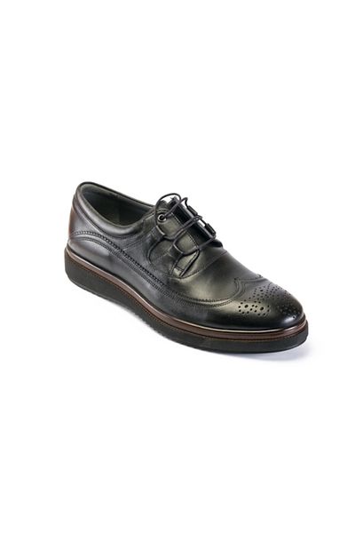 LUCIANO BELLINI C-4613 Black Skin Leather Eva Sole Shoes