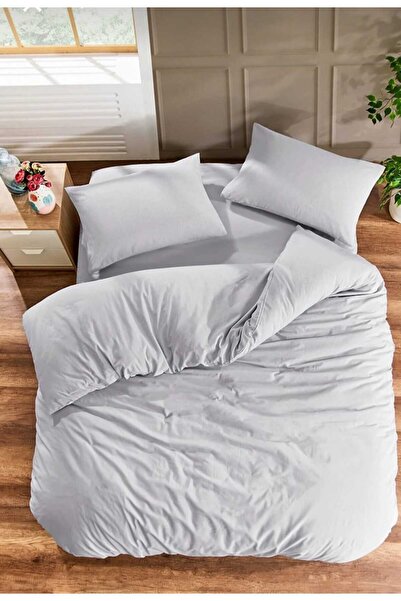 Gasel Home طقم غطاء لحاف مطاطي من القطن ذو لون سادة